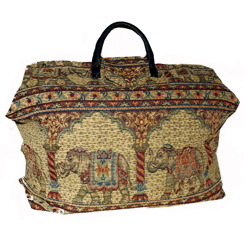 ELEPHANTS ON PARADE CHENILLE TAPESTRY CARPET BAG