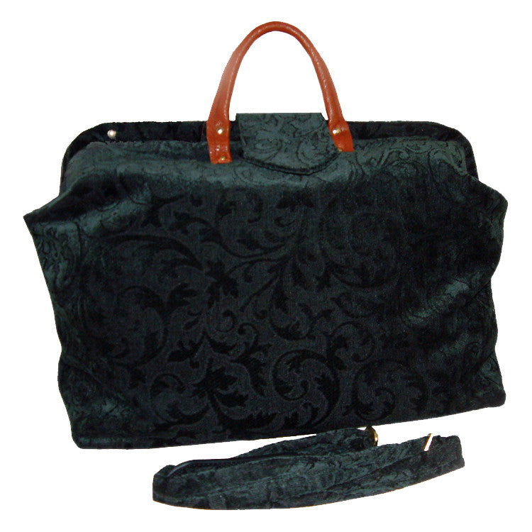 FOREST GREEN VINES CHENILLE TAPESTRY CARPET BAG