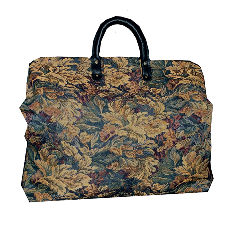 LEAVES ON HUNTER GREEN TAPESTRY CARPET BAG