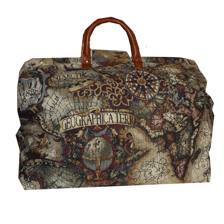 MAGELLAN'S MAP TAPESTRY CARPET BAG