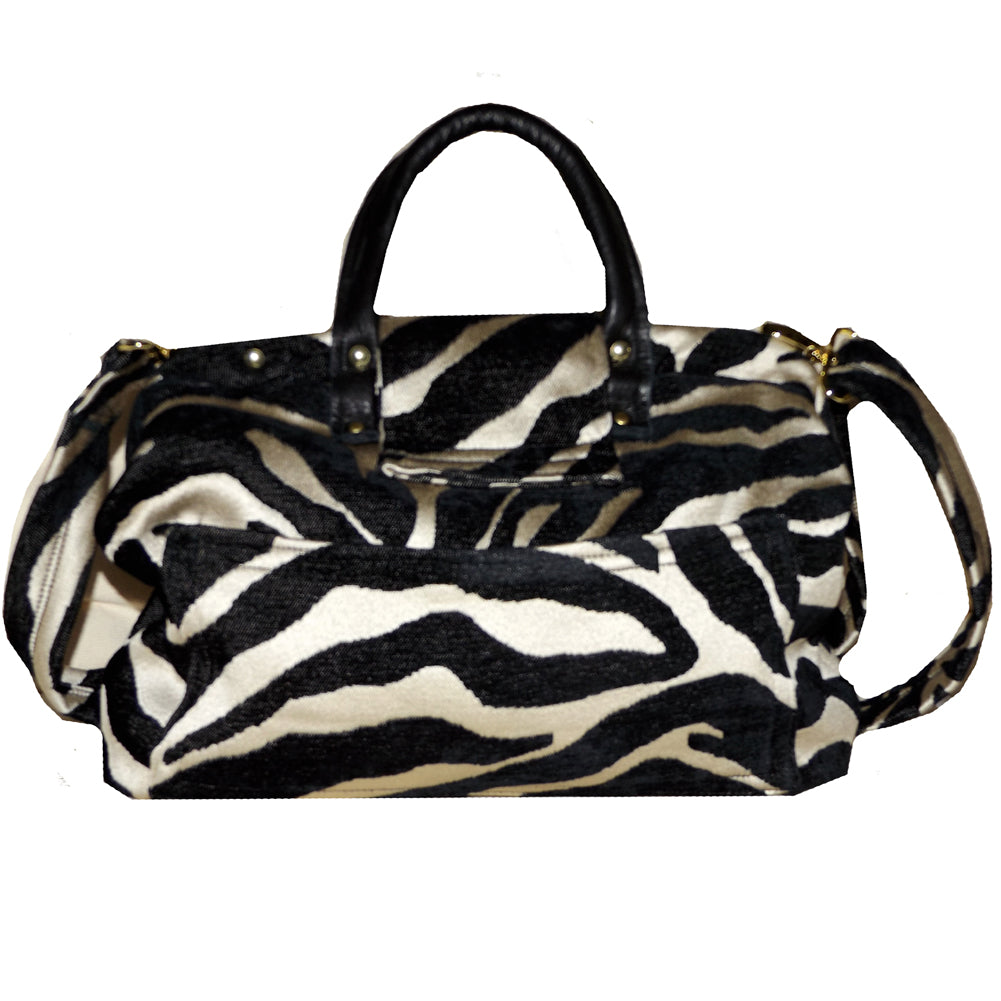 Zebra Chenille Handbag Tapestry Carpet Bag