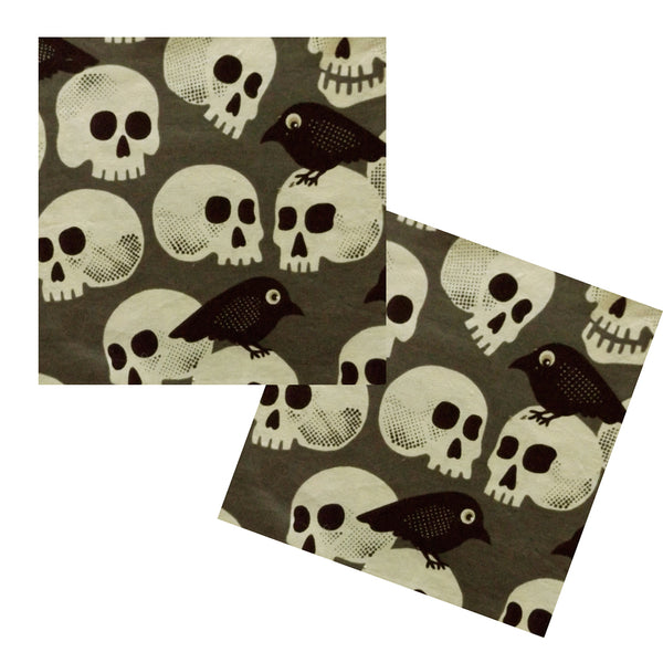 CROWS & SKULLS COCKTAIL NAPKIN SET