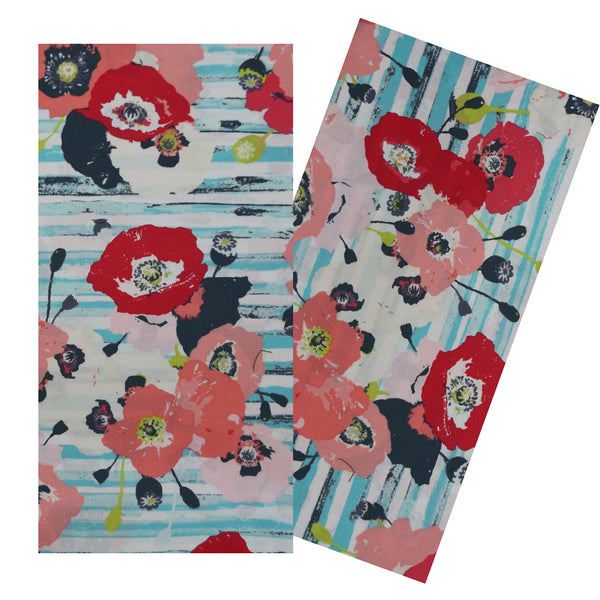 AQUA & PINK FLORAL STRIPE NAPKIN SET