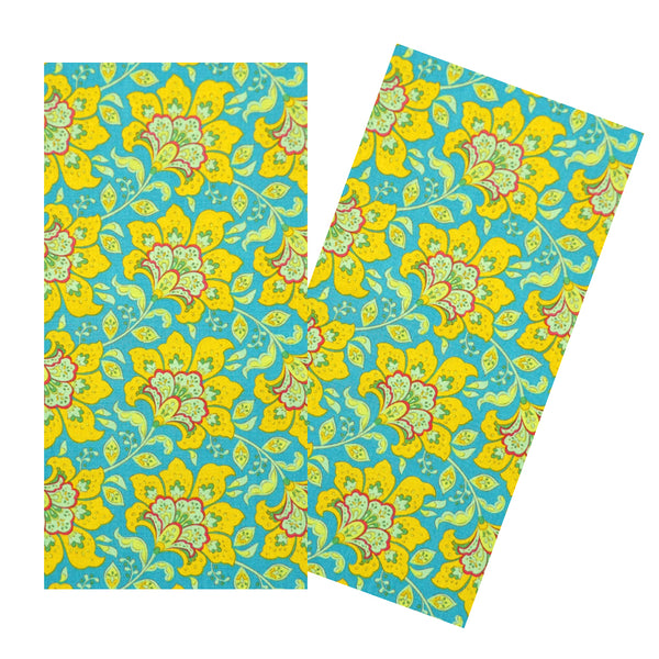 AQUA & YELLOW FLORAL NAPKIN SET