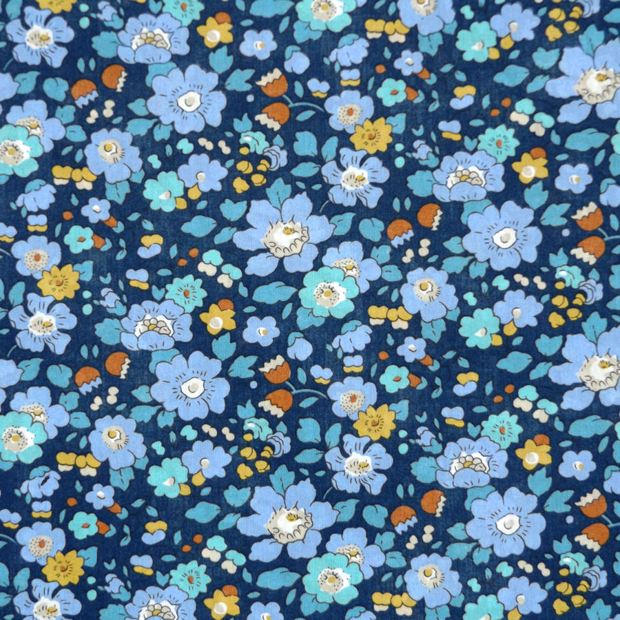 BLUE FLORAL 'BETSY MEADOW' LIBERTY LAWN COTTON HANDKERCHIEF