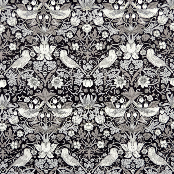 BLACK & SILVER 'STRAWBERRY THIEF' LIBERTY LAWN COTTON POCKET SQUARE HANDKERCHIEF