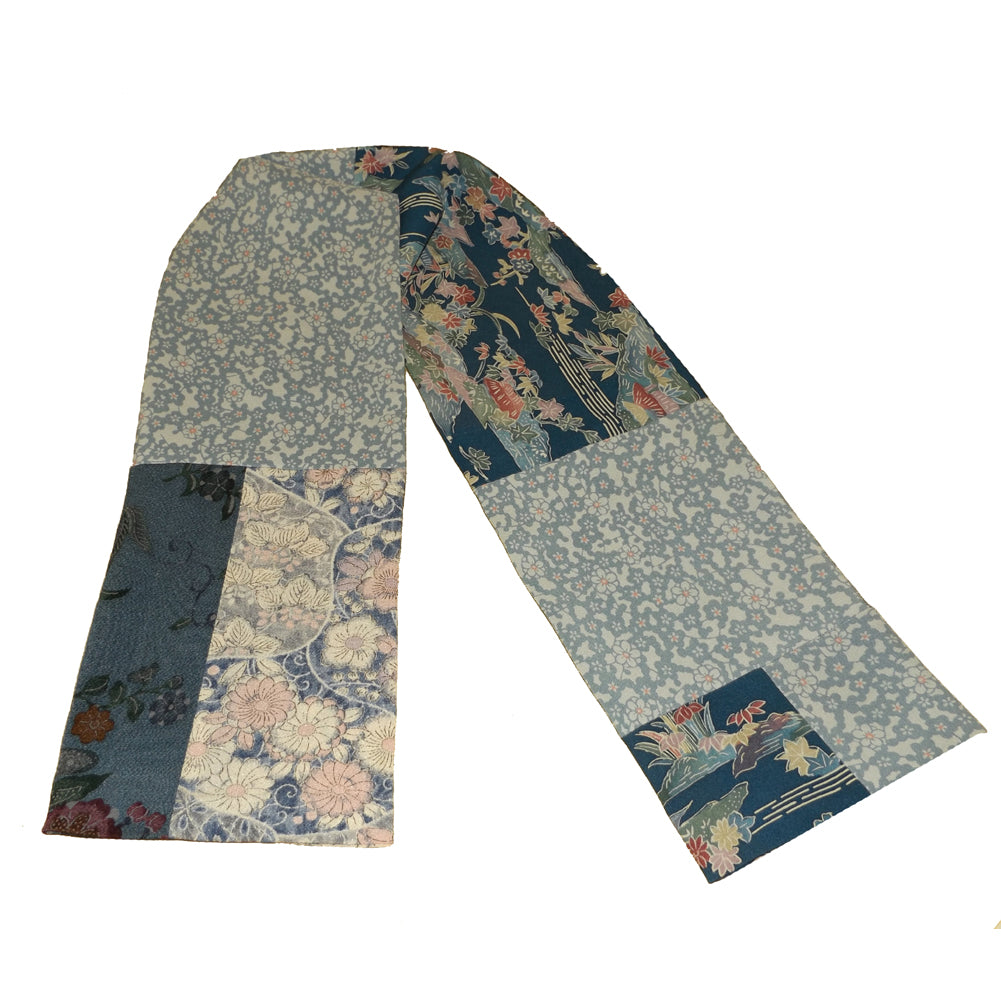 MULTI BLUES KIMONO SILK SCARF