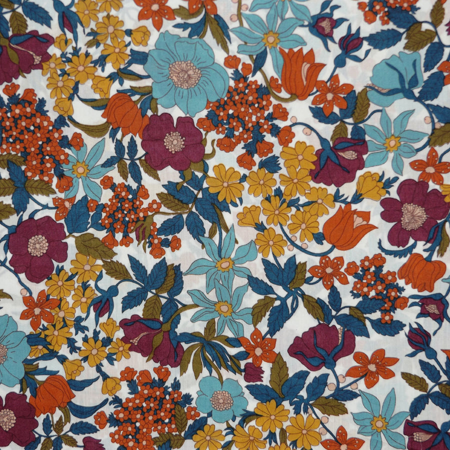 MULTICOLOR FLORAL 'CLARABELL' LIBERTY LAWN COTTON HANDKERCHIEF