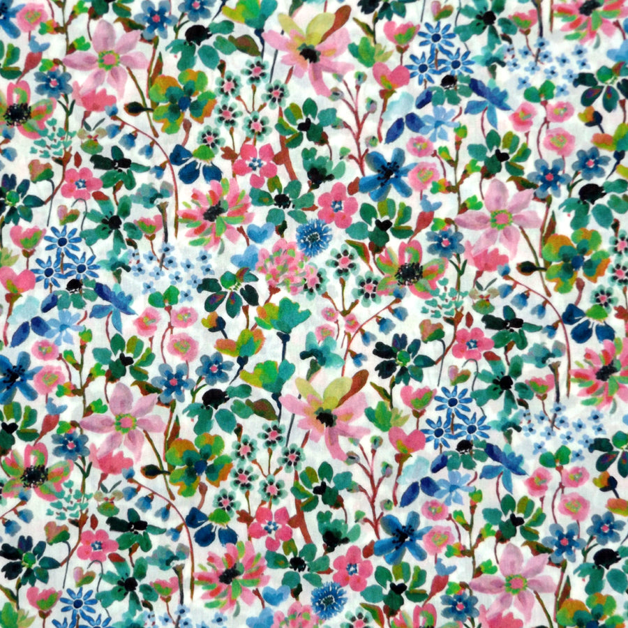 PINK & BLUE 'DREAMS OF SUMMER' LIBERTY LAWN COTTON HANDKERCHIEF