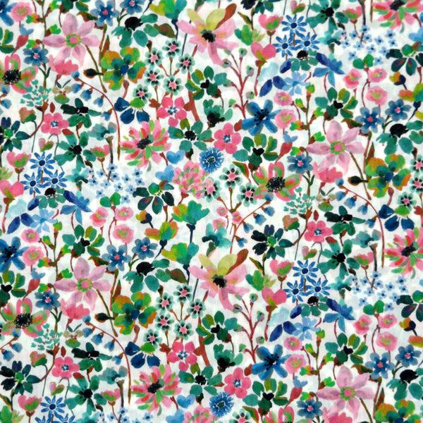 PINK & BLUE 'DREAMS OF SUMMER' LIBERTY LAWN COTTON HANDKERCHIEF