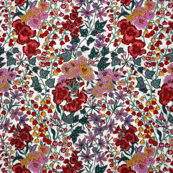PINK FLORAL 'EDNA BERRY' LIBERTY LAWN COTTON HANDKERCHIEF