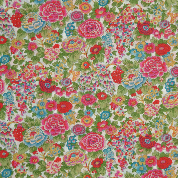 PINK FLORAL 'ELYSIAN DAY' LIBERTY LAWN COTTON HANDKERCHIEF