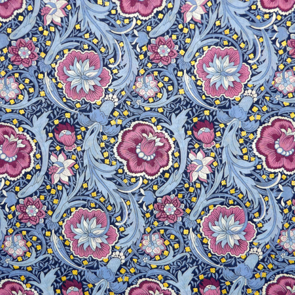 LILAC & BLUE 'FESTIVE FINESSE METALLIC' LIBERTY LAWN COTTON HANDKERCHIEF