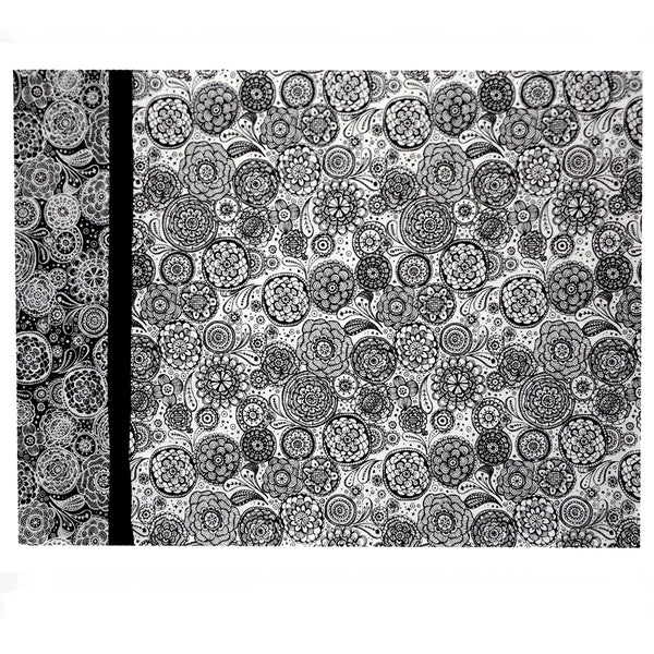 BLACK ON WHITE FLORAL MEDALLIONS PILLOWCASE