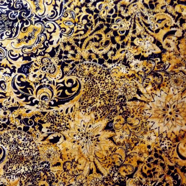 GOLDEN PAISLEY FLORAL BATIK HANDKERCHIEF