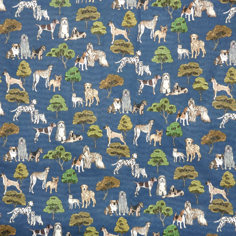 BLUE PLAYFUL DOGS 'HYDE PARK HOUNDS' ORGANIC LIBERTY LAWN COTTON HANDKERCHIEF