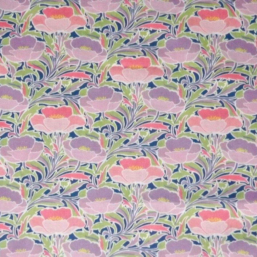 LILAC & PINK 'POPPY CANOPY' LIBERTY LAWN COTTON HANDKERCHIEF