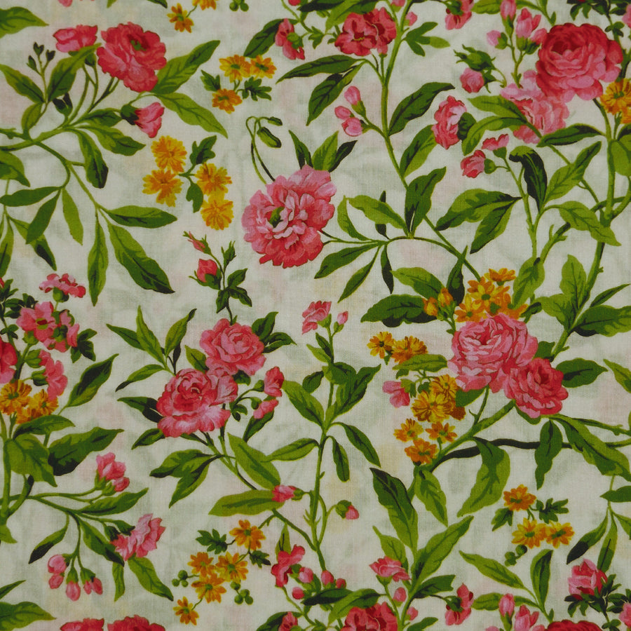 PINK & YELLOW FLORAL 'MATILDA TRAIL' LIBERTY LAWN COTTON HANDKERCHIEF