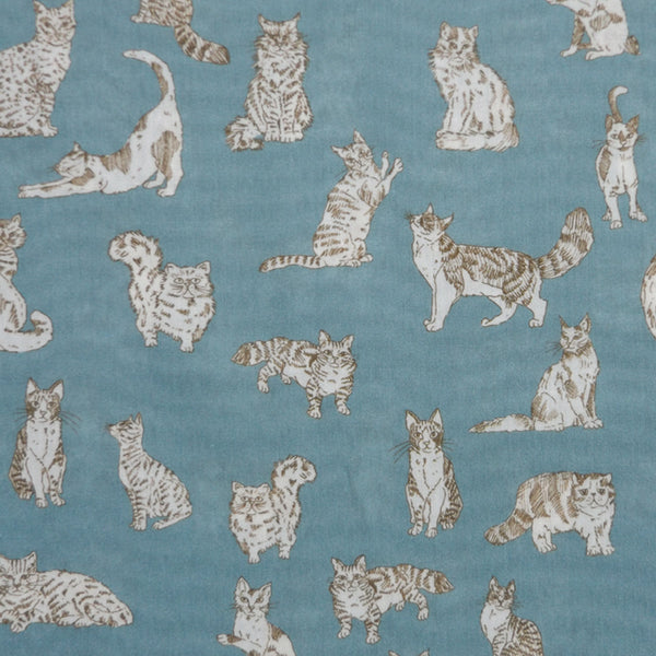 PLAYFUL CAT PRINT 'MEOW' ORGANIC LIBERTY LAWN COTTON HANDKERCHIEF