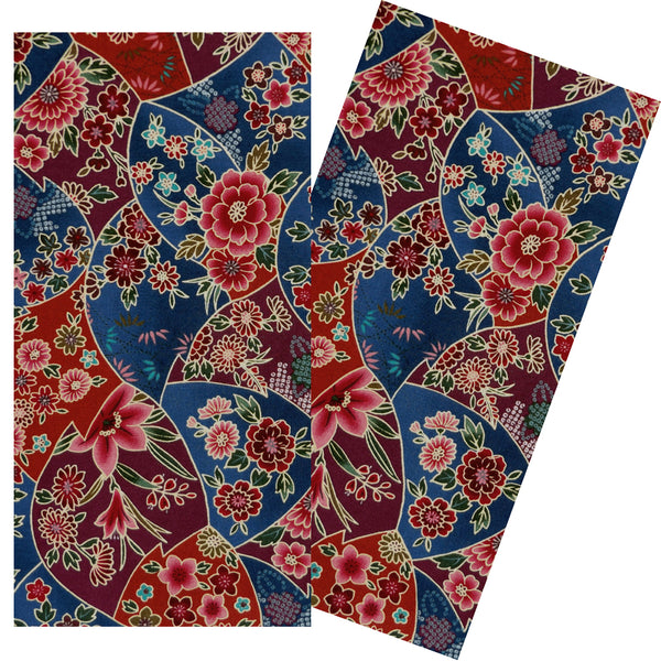 NAVY & BURGUNDY ASIAN FLORAL NAPKIN SET
