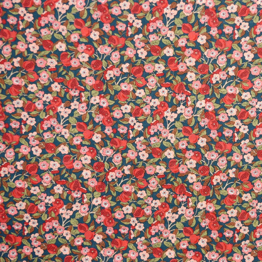 PINK & RED FLORAL 'NECTAR' LIBERTY LAWN COTTON HANDKERCHIEF