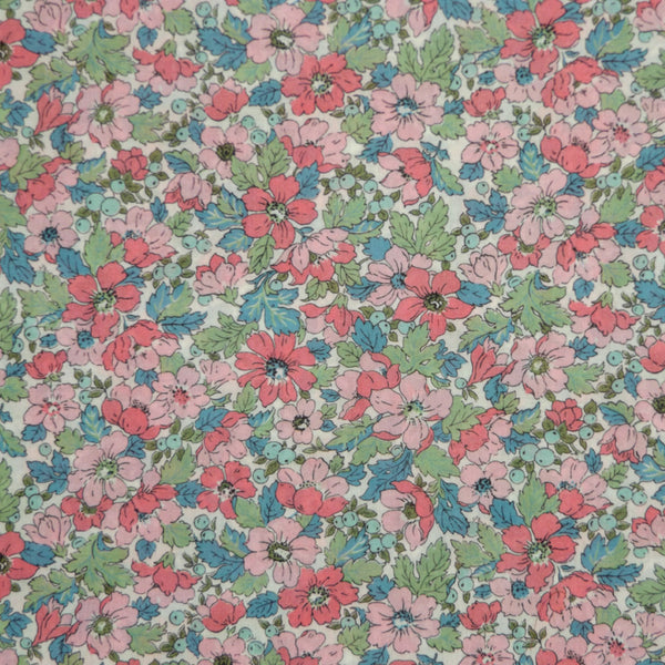 PINK, BLUE & SAGE 'DAHLIA DREAM' LIBERTY LAWN COTTON POCKET SQUARE HANDKERCHIEF