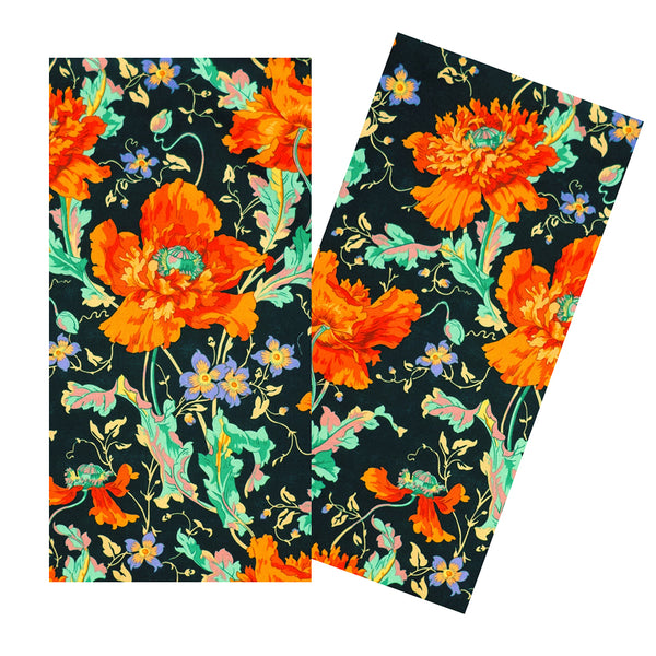 RED ORANGE FLORAL NAPKIN SET