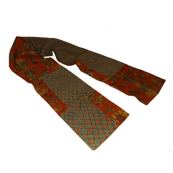 RUST & GREEN KIMONO SILK SCARF