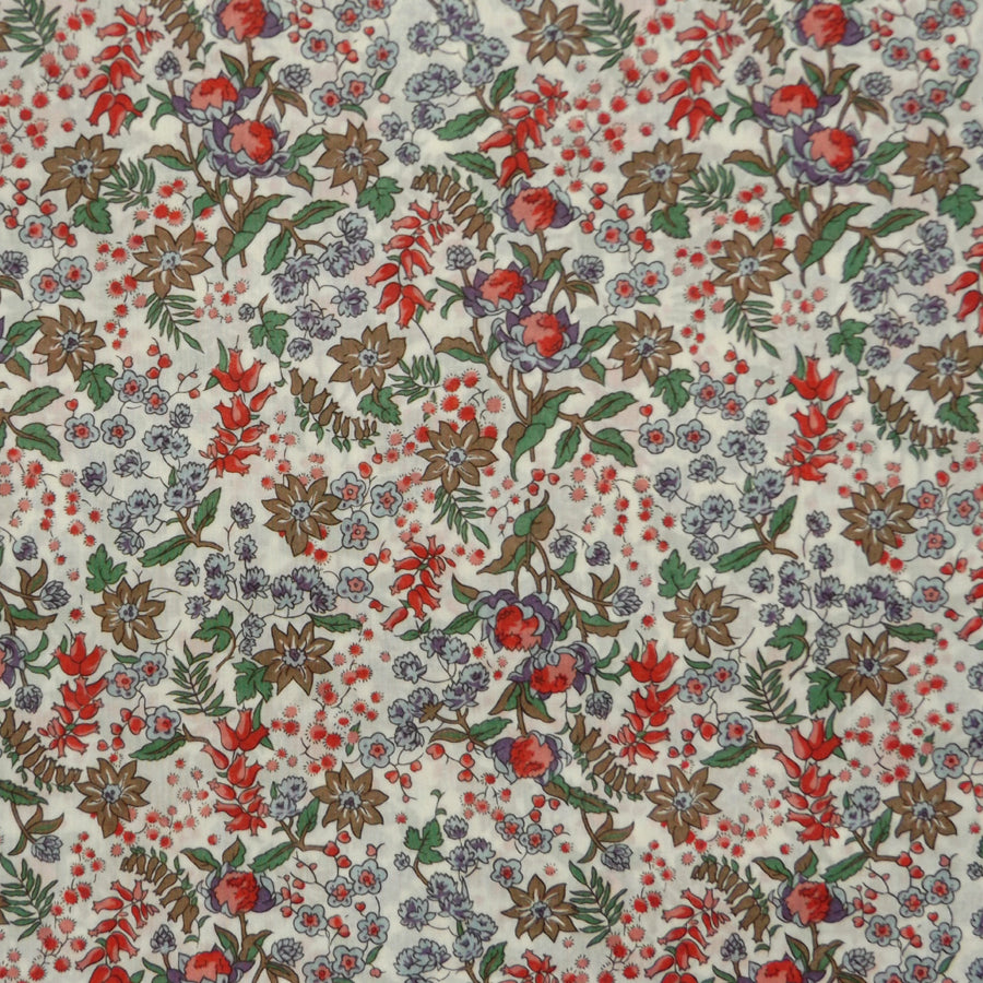 RED & PINK 'SERRURIA' LIBERTY LAWN COTTON HANDKERCHIEF