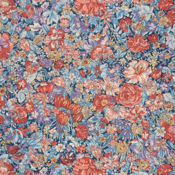 RED & MULTICOOR 'STRATHMORE FLOWERS' LIBERTY LAWN COTTON HANDKERCHIEF