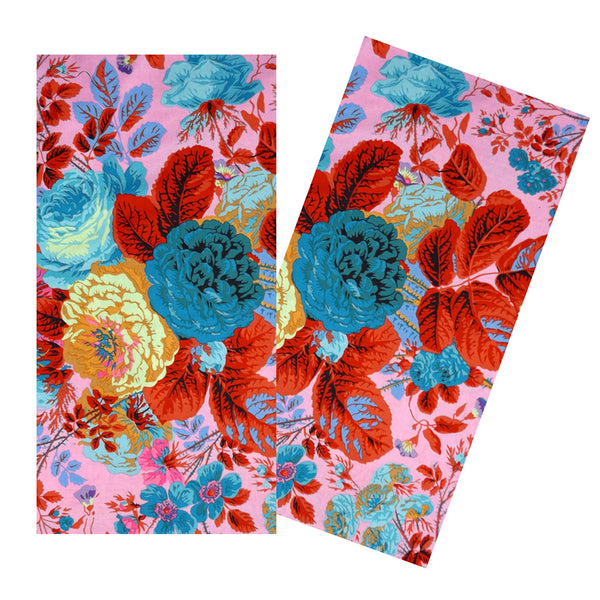 RUST,  BLUE & PINK FLORAL NAPKIN SET