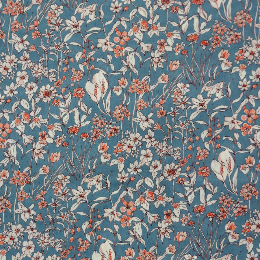 BLUE & PINK 'WANDERVOGEL' LIBERTY LAWN COTTON HANDKERCHIEF