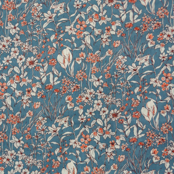 BLUE & PINK 'WANDERVOGEL' LIBERTY LAWN COTTON HANDKERCHIEF