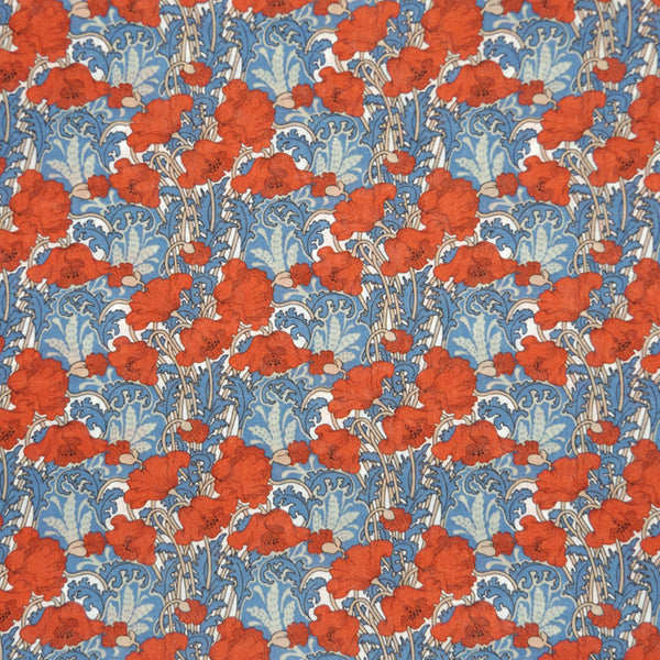 RED FLORAL 'CLEMENTINA' LIBERTY LAWN COTTON HANDKERCHIEF