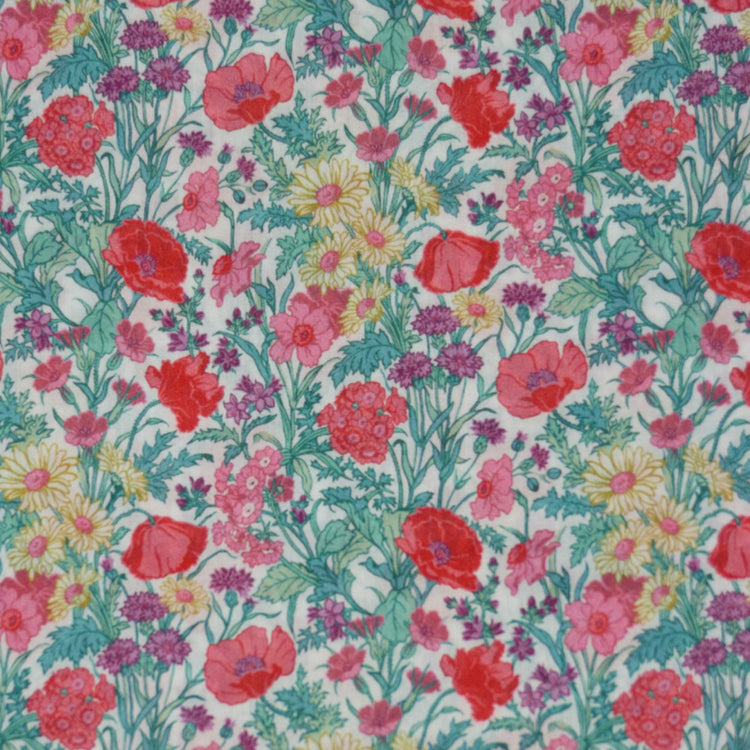 PINK & YELLOW FLORAL 'FLORENCE MAY' LIBERTY ORGANIC LAWN COTTON HANDKERCHIEF