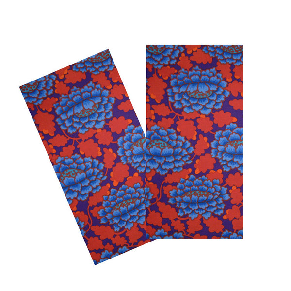 PERIWINKLE & RED FRILLY FLORAL NAPKIN SET