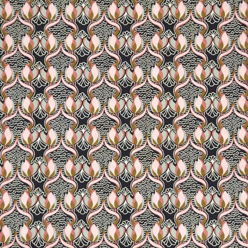 PEACH & BLACK DECO PRINT LAWN COTTON POCKET SQUARE HANDKERCHIEF