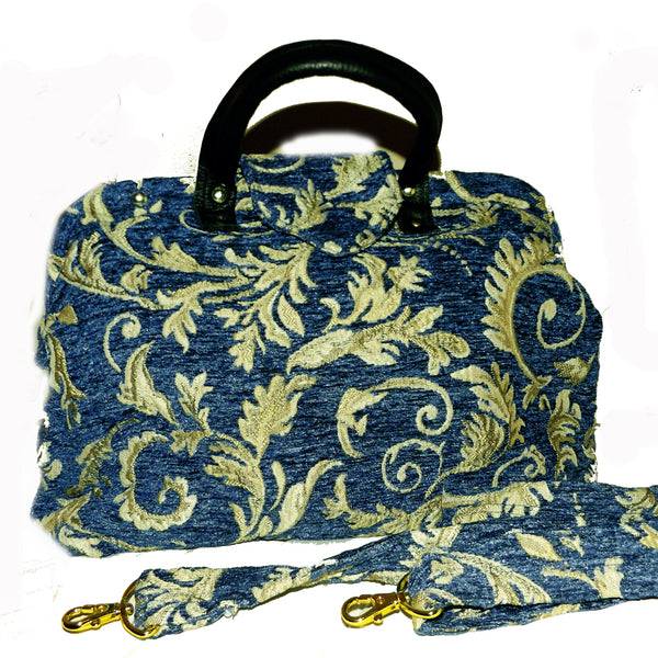 Midnight Swirl Chenille Handbag Carpet Bag