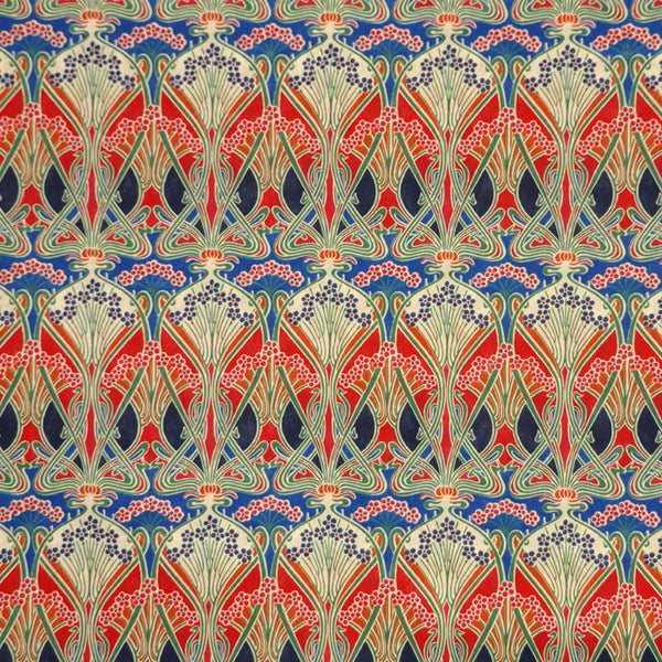 RED & BLUE ART NOUVEAU 'IANTHE' LIBERTY LAWN COTTON HANDKERCHIEF