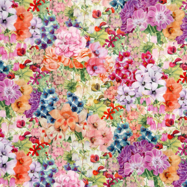 MULTICOLORED FLORAL 'PAINTED TRAVELS' LIBERTY LAWN COTTON HANDKERCHIEF