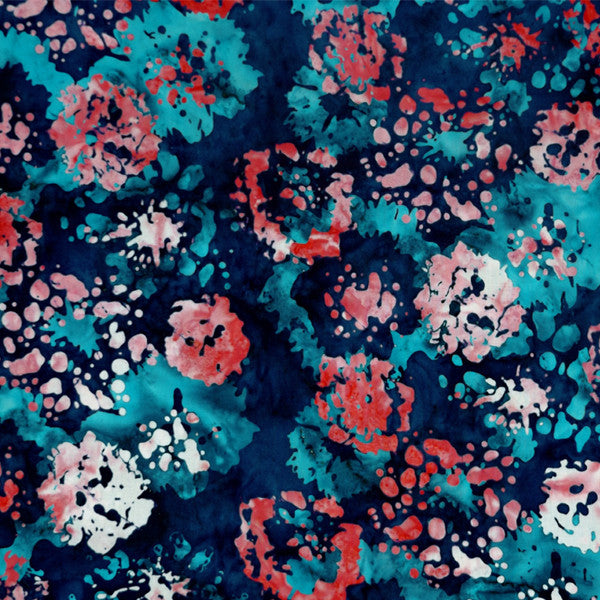 RED & TURQUOISE FLORAL BATIK HANDKERCHIEF