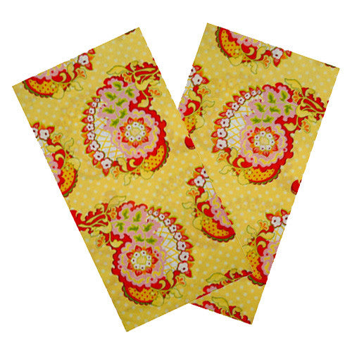 YELLOW & RED PAISLEY NAPKIN SET