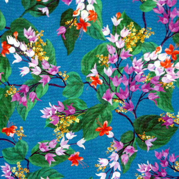 PURPLE & TEAL FLORAL 'OSTERLEY' LIBERTY LAWN COTTON HANDKERCHIEF