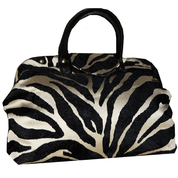 Zebra Chenille Handbag Tapestry Carpet Bag